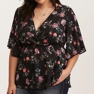 Torrid Floral Babydoll Georgette Blouse